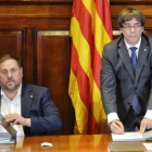 Firma del decreto convocatoria referendum en el Parlament.-FERRAN SENDRA