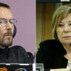 El secretario de organización de Podemos, Pablo Echenique, y la diputada del PP Celia Villalobos-