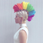 La cantante Soraya, con la corona de plumas que lució en la World Pride 2017.-