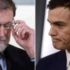 Mariano Rajoy y Pedro Sánchez en dos imágenes de archivo.-AFP