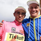 Alberto Contador y Oleg Tinkov juntos en el equipo Tinkoff.-DANIEL DALZENNARO