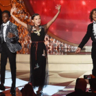Los pequeños actores de la serie 'Stranger things', durante su número en la gala de los premios Emmy.-AFP / KEVIN WINTER