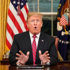 Donald Trump, durante su discurso a la nación sobre el Muro con México.-POOL