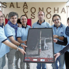 Pedro M. Sierra, Carlos Espeso, Alberto Muñoz, Enrique Amigo y los músicos Carlos Soto y María Desbordes, ayer en el LAVA.-J.M. Lostau