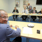 Luis Fuentes, en primer término, en la reunión con Herrera, este martes, acompañado por Silván, Mañueco y Valdeón.-J. M. Lostau