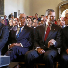 Juan Vicente Herrera,Marcelo Rebelo de Sousa, el Rey Felipe VI y Ricardo Rivero, en el acto celebrado en la Usal.-ENRIQUE CARRASCAL