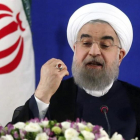 Hasán Rohani, en la rueda de prensa de este lunes, 22 de mayo.-EFE