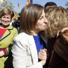 Carme Forcadell y Anna Simó a la salida del TSJC.-ALBERT BERTRAN