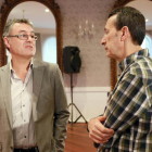 Presentación del I Curso de Cine y Patrimonio. En la imagen, Jaime Nuño (I), director del Centro de Estudios del Románico, y Javier Castán Lanaspa (D), director de la actividad.-ICAL