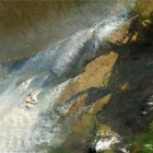 Imagen satelital de los incendios forestales en la Amazonia.-EFE
