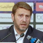 El presidente blanquivioleta Carlos Suárez, durante una rueda de prensa en el estadio Zorrilla.-J.M. Lostau