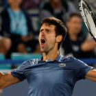 Novak Djokovic celebra su primer éxito de la temporada.-
