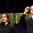 Niñas del colegio de San Ildefonso, que cantaron el numero 79140 agraciado con 4 millones de euros del Sorteo Extaordinario de Navidad, celebrado en el Teatro Real de Madrid-Ical