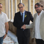 Reunión entre el presidente Quim Torra y los líderes de UGT y CCOO en Catalunya.-DANNY CAMINAL