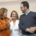 Soraya Rodríguez, Teresa López y Antonio Hernando, ayer, en Medina.-ICAL