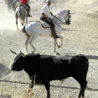 Un toro en un el encierro de Torrelobatón, en una foto de archivo.-J.M. LOSTAU