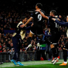 Ben Yedder celebra su primer gol en Old Trafford.-/ REUTERS / JASON CAIRNDUFF