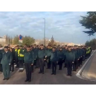 Un momento del acto de despedida al coronel Recio, el pasado mes de febrero.-E. M.