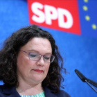 La líder socialdemócrata alemana, Andrea Nahles, tras las elecciones europeas del 2019.-OMER MESSINGER (EFE)