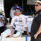Fernando Alonso y su amigo Michael Andretti, en Indianápolis, en mayo del pasado año. /-EFE / STEVE C. MITCHELL