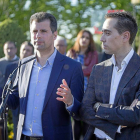 Luis Tudanca durante un electoral en Benavente al que acudió para apoyar a su candidato, Luciano Huerga.-ICAL