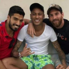 Suárez, Neymar y Messi, en una pasada celebración.-INSTAGRAM