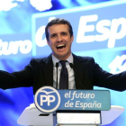 Pablo Casado, durante su discurso como candidato a la presidencia del PP.-DAVID CASTRO