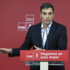 Pedro Sánchez, el pasado miércoles en la sede del PSOE.-JUAN MANUEL PRATS