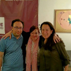 Héctor Gallego, Charo Chávez y Gloria Reguero, los tres concejales elector por la formación Sí Se Puede, anoche tras conocer los resultados.-Ical