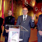 Genaro Martínez, Inmaculada Toledano, Jesús Julio Carnero y Juan Martínez Majo ayer, durante el encuentro de los dos presidentes en León.-ICAL