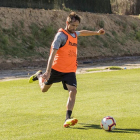 Míchel, en el entrenamiento de ayer.-R.V.