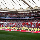 Imagen de la grada del Wanda Metropolitano, en el partido femenino entre el Atlético y el Barça.-EFE