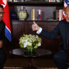 El presidente de EEUU Donald Trump y Kim Jong-un, líder de Corea del Norte.-AP