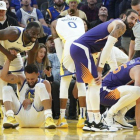 Stephen Curry, tras lesionarse.-USA TODAY