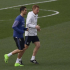 Ronaldo se ha ejercitado este viernes en Valdebebas junto al preparador físico.-AFP / PIERRE-PHILIPPE MARCOU