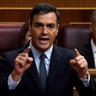 Pedro Sánchez, en el Congreso.-