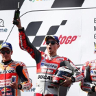 Jorge Lorenzo celebra la victoria en el GP de Austria.-REUTERS / LISI NIESNER