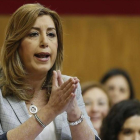 La presidenta de la Junta de Andalucía, Susana Díaz, en el Parlamento autonómico.-JOSÉ MANUEL VIDAL