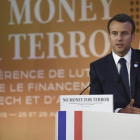 Macron durante su intervención en la conferencia.-AP / ERIC FEFERBERG
