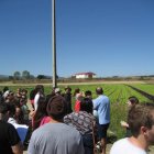 José Ignacio Velasco muestra a un grupo de personas un campo en el que se cultiva ‘Lechuga de Medina’, la marca de garantía por excelencia en la comarca.-ECB