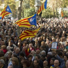 Concentración independentista en apoyo de Artur Mas, Joana Ortega e Irene Rigau ante el TSJC, el pasado 6 de febrero.-ALBERT BERTRÁN