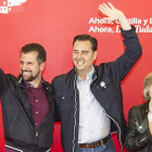 Luis Tudanca, Daniel de la Rosa y María Luisa Carcedo, en el mitin celebrado ayer en Burgos.-ISRAEL L. MURILLO