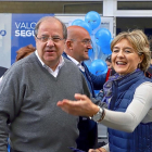 Juan Vicente Herrera, Jesús Julio Carnero, Isabel García Tejerina y José Ángel Alonso, en la caseta del PP.-ICAL