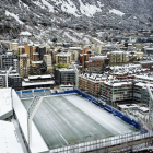 Estadio del Andorra, nevado en la temporada 22-23.