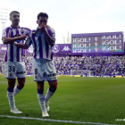 Monchu celebra el gol que dio la victoria al Real Valladolid ante el Eldense.
