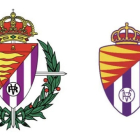 Escudo histórico del Real Valladolid y el utilizado en las dos últimas temporadas.