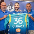 Ollero, Forns y Pisonero, en la presentación del portero del Recoletas Atlético Valladolid.