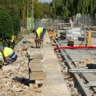 Obras del nuevo carril bici del paseo Isabel la Católica.