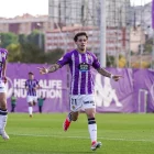 Xavi Moreno celebra el gol de la victoria del Promesas frente al Bergantiños