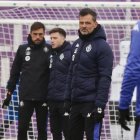 Diego Cocca, en el centro durante su primer entrenamiento con el Real Valladolid.